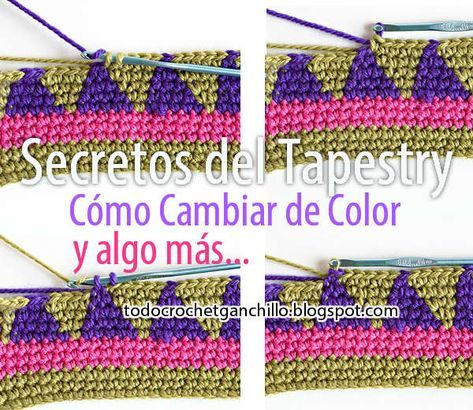 Los Secretos del Tapestry / Aprender a tejer Loom Knit Hat, Mochila Crochet, Felt Yarn, Crochet Symbols, Tapestry Crochet Patterns, Crochet Fabric, Crochet Tapestry, Tunisian Crochet, Tapestry Crochet