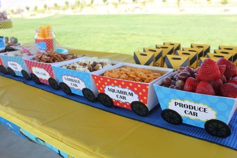 Cars Birthday Party Food, Train Party Food, Train Birthday Party Food, Train Birthday Theme, Train Party Favors, Train Theme Birthday Party, Thomas Birthday Parties, Thomas The Train Birthday Party, Thomas The Train Party