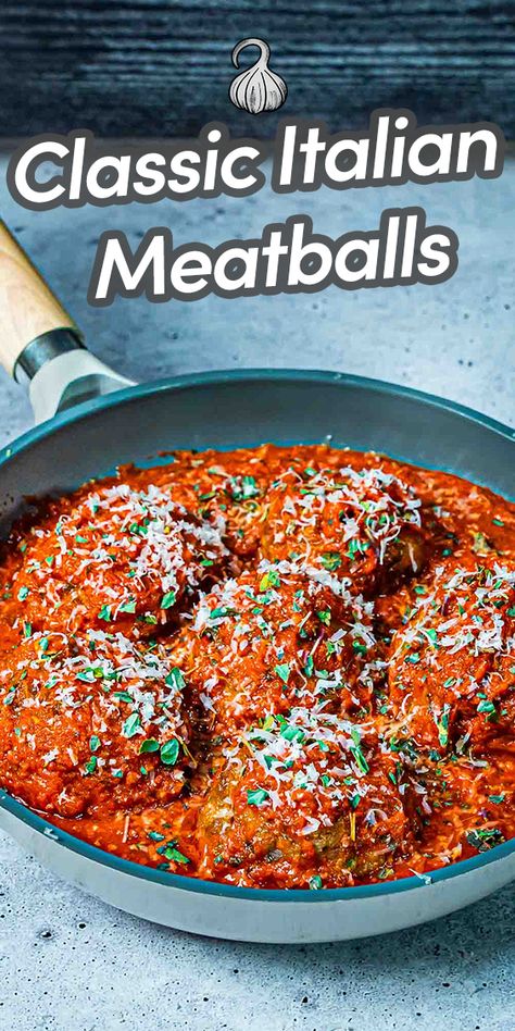 There is nothing better than Classic Italian Meatballs you find at a fine Italian restaurant. And luckily for you, our meatball recipe replicates that exact tender, soft & perfectly seasoned meatball experience - right in your own kitchen. Via @umamiology Italian Pork Meatballs Recipe, Moist Meatballs Italian, Giant Italian Meatballs, Stanley Tucci Meatballs, The Best Italian Meatballs, Large Italian Meatballs, Best Italian Meatballs Homemade, Traditional Italian Meatballs, Italian Meatball Appetizer Recipes