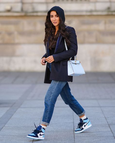 Top 20 Instagram influencer outfits of the week Business Casual Outfits Jordans, Womens Nike Jordans Outfit, Jordan One Outfit Women, High Top Jordans Women Outfit, Jeans And Jordans Outfit Women, Nike Air Jordans Outfit Woman, Nike Shoes Women Outfit Casual, Jordans Women Outfit, Air Jordans Women Outfit Style