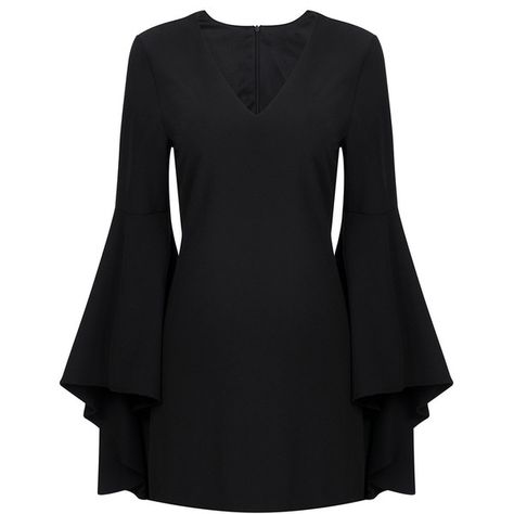 Yoins Fashion V-neck Long Sleeves Mini Dress ($39) ❤ liked on Polyvore featuring dresses, black, long sleeve short dress, v neck mini dress, short dresses, long sleeve v neck dress and v-neck dresses V Neck Short Dress, Long Sleeve V Neck Dress, New Fashion Clothes, Fancy Dress Outfits, Mini Dress Outfits, Neckline Dress, Long Sleeve Short Dress, Long Black Dress, Necklines For Dresses