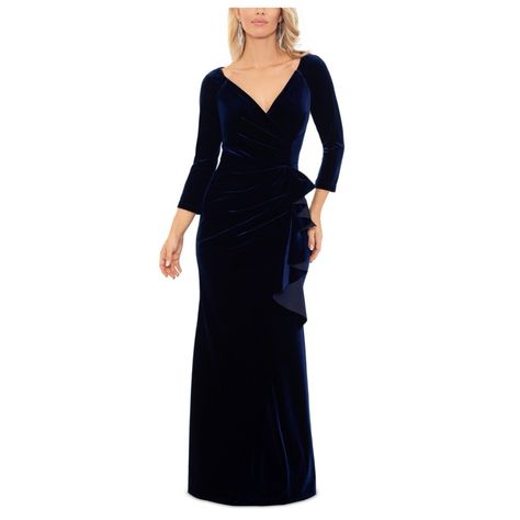 Brand New With Tags Long Sleeve Velvet Gown, Navy Evening Dresses, Formal Wedding Guest Dress, Xscape Dresses, Velvet Gown, Long Sleeve Gown, Formal Dresses Gowns, Column Gown, Mermaid Gown