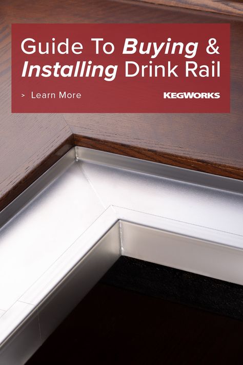 A smart solution for home and commercial bars looking to create an area for pouring and preparing drinks while protecting their bar top is installing a run of drink rail. Our stainless steel bar drink rail easily installs to any type of surface to create a durable, easy-to-clean channel perfect for pouring beers or mixing cocktails. Drink Rail, Mixing Cocktails, Guinness Cocktail, Margarita Martini, Draft Beer Tower, Urban Bar, Nitro Coffee, Beer Tower, Commercial Bar