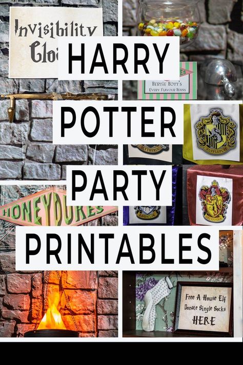 Harry Potter Party Printables, Free Harry Potter Printables, Harry Potter Party Decor, Harry Potter Signs, Harry Potter Decorations, Harry Potter Torte, Honeydukes Candy, Harry Potter Houses Crests, Harry Potter Sign