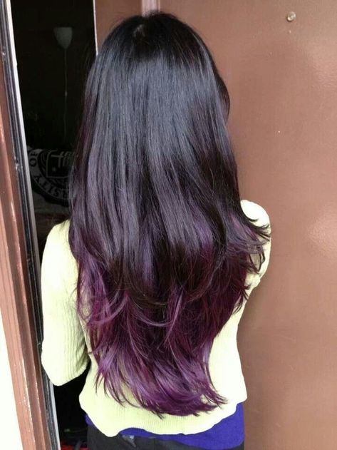 Purple Hair Ombre, Ombré Short Hair, Purple Brown Hair, Blonde Ombre Hair, Honey Blond, Purple Ombre Hair, Purple Tips, Colored Hair Extensions, Purple Highlights