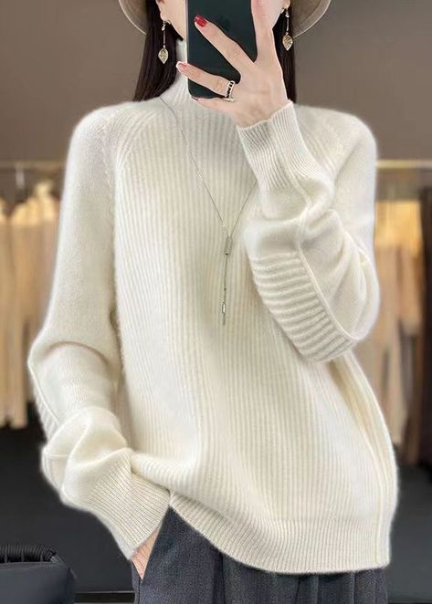 Purple Turtleneck, Knit Sweaters, Comfortable Room, Cup Size, Knit Cotton, Cotton Knit, Long Sweaters, Cotton Thread, Long Sleeve Sweater