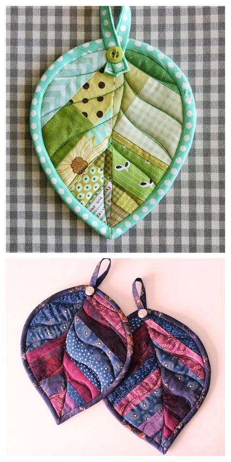 DIY Quilted Leaf Potholders Free Sewing Patterns & Paid Leaf Pot Holders, Hot Pad Holders Patterns, Leaf Potholder Free Pattern, Quilting Projects Sewing Patterns, Leaf Sewing Pattern, Quilted Pot Holders Patterns Free, Diy Pot Holders Sewing, Quilted Potholders Patterns Free, Quilted Hot Pads Patterns Free