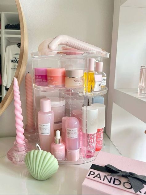 Rotating Makeup Organizer, Organize Bathroom Countertop, Pinterest Room Decor, Skincare Organization, Girly Room, Room Deco, Preppy Room, Room Makeover Bedroom, Dream Room Inspiration