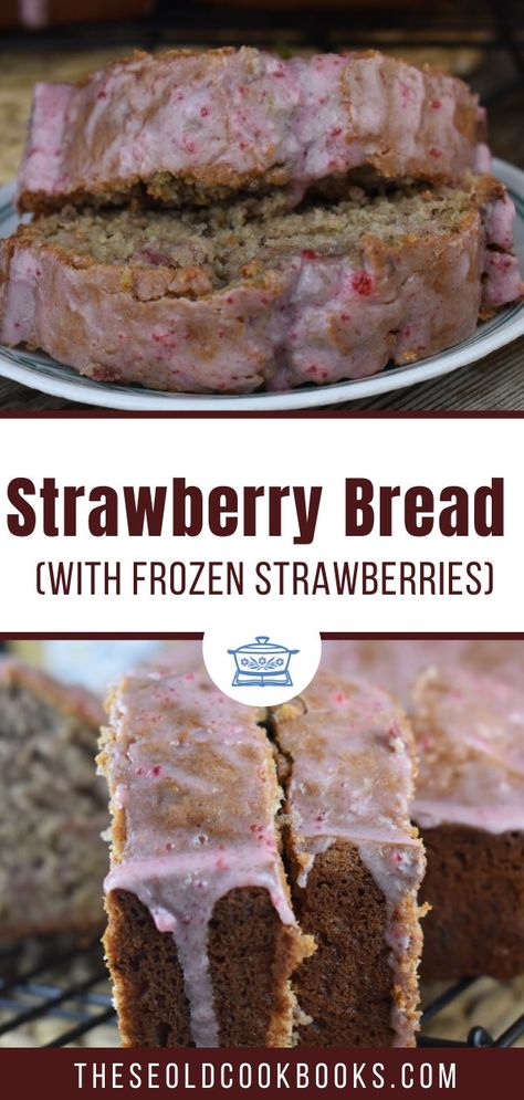 Strawberry Bread with Frozen Strawberries Recipe - These Old Cookbooks Strawberry Desserts Frozen Strawberries, Strawberry Pie Made With Frozen Strawberries, Strawberry Desserts With Frozen Strawberries, Frozen Strawberry And Banana Recipes, Strawberry Banana Bread With Frozen Strawberries, Frozen Strawberry Breakfast Recipes, Old Strawberries What To Do With, Frozen Strawberry Bread Recipe, Strawberry Sweet Bread