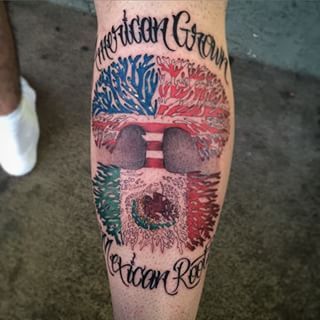 american born with mexican roots. have to have this tat. i would just add the word chicana somewhere Mexico Roots Tattoo, Mexican Traditional Tattoo Sleeve, Mexican And American Flag Tattoo, Mexican American Flag Tattoos, Mexican Pride Tattoo, Tony Tattoos, Mexican American Tattoos, Mexican Tattoo Ideas For Men, Mexican Flag Tattoos