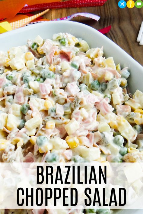 Brazilian Corn Salad, Brazilian Salad Recipes, Authentic Brazilian Food Recipes, Brazilian Recipes Authentic, Authentic Brazilian Food, Brazilian Salad, Shredded Chicken Salad, Healthy Taco Salad, Recipe Easy Quick