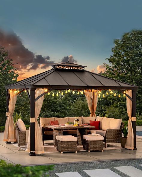 10x12 Gazebo, Design Per Patio, Outdoor Gazebo, Outdoor Structure, Patio Pergola, Hardtop Gazebo, Backyard Gazebo, Pergola Design, Casa Patio