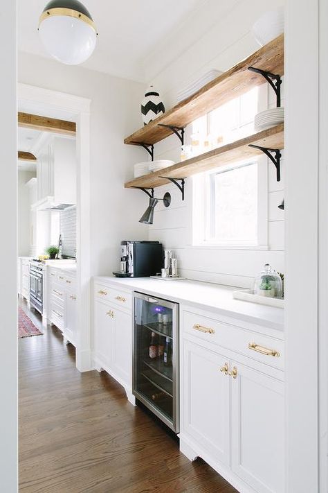 Kitchen Window Shelves, Cold Feeling, Cabinets Painted, White Bathroom Cabinets, Window Shelves, White Shaker Cabinets, White Shiplap, Kitchen White, White Quartz Countertop