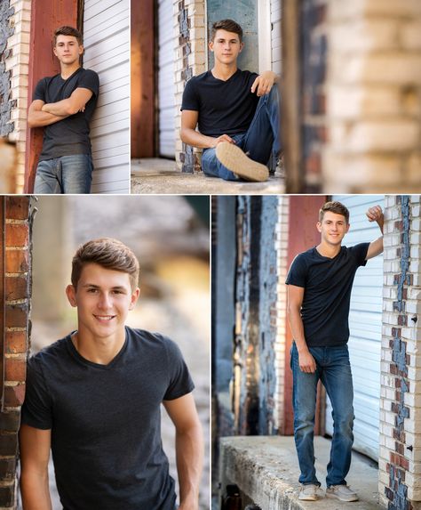 senior guy posing, Grand Rapids guy senior pictures, urban senior photos, city, industrial locations Portrait Location Ideas, Senior Picture Outfits For Guys 2024, Senior Picture Ideas For Guys Indoors, Senior Guy Photoshoot Ideas, Senior Photos Guys Male Poses, Male Senior Poses Photo Ideas, Older Brothers Photo Shoot Sibling Pics, Senior Session Guy Poses, Middle School Photo Shoot