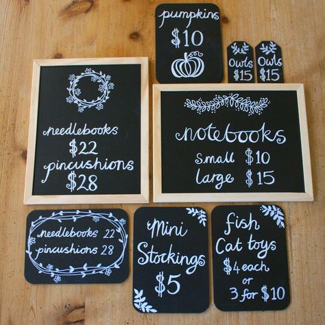 Chalkboard Signs For Craft Show, Vendor Booth Chalkboard Sign, Craft Show Advertising Signs, Chalkboard Price Signs, Market Pricing Signs, Craft Show Chalkboard Sign, Diy Craft Fair Sign, Craft Fair Chalkboard Sign, Craft Market Price Signs