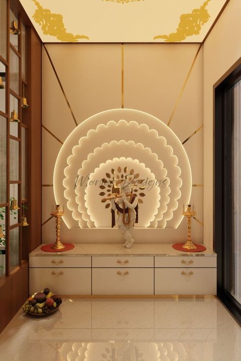 Mandir Side Partition Design, Banquet Door Design, Dev Ghar Design, Mandir Room Design, Mandir Design Puja Room Modern, Mandir Design Puja Room, Pooja Room Ideas Indian Modern, Elegant Ceiling Design, Puja Unit Design