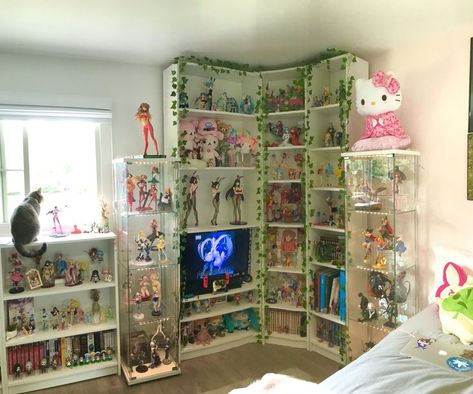 Attic Decor, Nerd Room, Collection Aesthetic, Figurine Display, Otaku Room, Cute Bedroom Ideas, Collection Display, Figure Collection, Anime Room