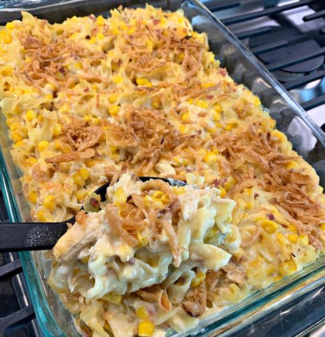 Ultimate Chicken Casserole - The Cookin Chicks Easy Chicken Casserole Recipes One Dish, Chicken Reipes, Ultimate Chicken Casserole, Casseroles Chicken, Casserole Dinners, Bacon Corn, Christmas Salads, French Fried Onions, Recipes Casserole