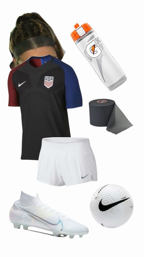 SOCCERR #outfitinspo #jersey #waterbottle #cleats #prewrap #usa #thatgirl #preppy #soccer #soccergirl #cute #pretty Cleat Cute, Preppy Soccer, Soccer Game Outfits, Soccer Girls Outfits, Sport Tips, Soccer Clothes, Soccer Essentials, Mls Soccer, Soccer Season