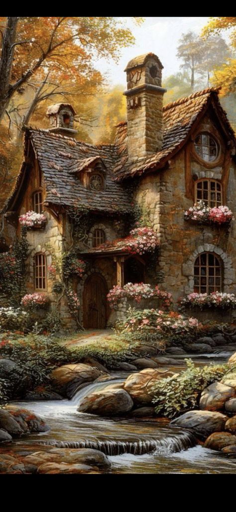 Instagram Hilight Ideas, Storybook House, Woodland Cottage, Fairytale House, Cottage Painting, Oil Painting Inspiration, Love Wallpapers Romantic, Fairytale Cottage, Watercolor Paintings Easy