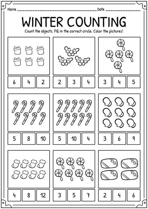 Christmas Worksheets Preschool, Christmas Preschool Worksheets, Math Counting Worksheets, Christmas Worksheets Kindergarten, Math Worksheets For Kindergarten, Preschool Math Activities, Holiday Math Worksheets, Basic Subtraction, Math Addition Worksheets