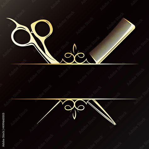 Download Beauty salon and hair care gold symbol. Scissors and comb design for stylist Stock Vector and explore similar vectors at Adobe Stock. Hair Salon Design Logo, Hair Beauty Logo Design, Logo Hair Stylist, Mens Hair Salon, Hair Salon Logo, Salon Uniform, Gold Symbol, Salon Offers, Comb Design