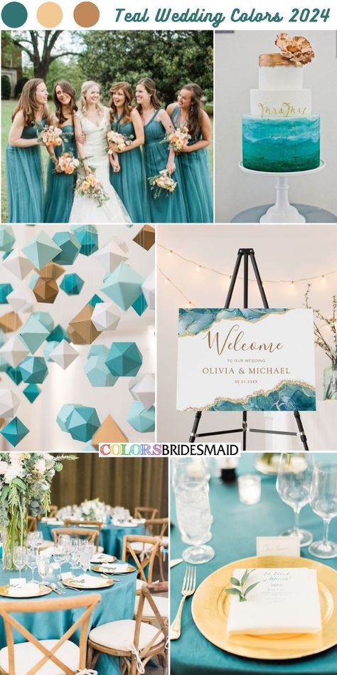 Wedding Theme Colors Summer 2024, Motif Wedding Color Schemes, Cruise Wedding Color Scheme, Teal Summer Wedding Colors, Wedding Motif Color 2024, Teal Wedding Palette, Teal Wedding Color Palette, Teal Themed Wedding, Cyan Wedding Theme