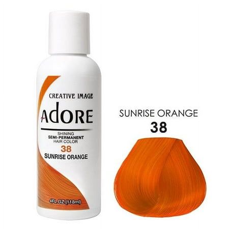 Creative Images Systems Adore Semi-Permanent Hair Color [#38 SUNRISE ORANGE] * BEAUTY TALK LA * Size: 4 Ounce (118ml). Adore Orange Hair Color, Adore Hair Dye, Orange Hair Dye, Sunrise Orange, Hair Color Orange, Semi Permanente, Dyed Hair Inspiration, Semi Permanent Hair Color, Dyed Natural Hair