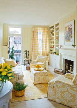 Decorating with Yellow - Town & Country Living Bright Sunny Living Room, Yellow Floor Living Room, Yellow Living Room Colors, Yellow Walls Living Room, Cottage Colors, Yellow Decor Living Room, Decorating Rooms, Traditional Design Living Room, Room Yellow