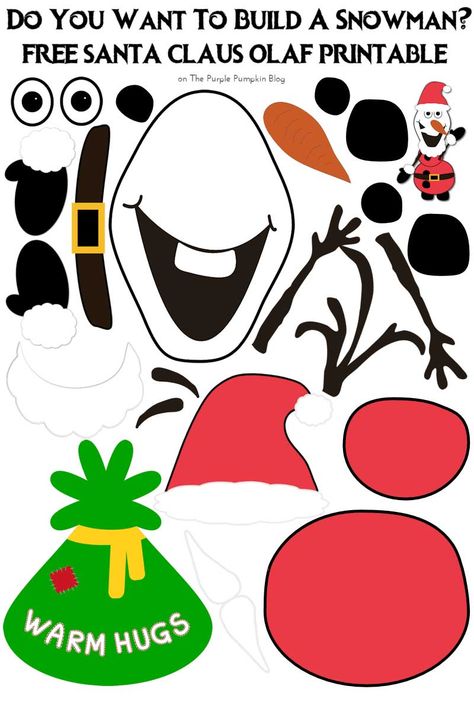 Santa Claus Olaf - Do You Want To Build A Snowman Free Printable + tons of other free Disney printables on this website! Snowman Printables, Build Snowman, Disney Printables Free, Juleverksted For Barn, Elf Crafts, Wreath Snowman, Disney Printables, Purple Pumpkin, Snowman Painting