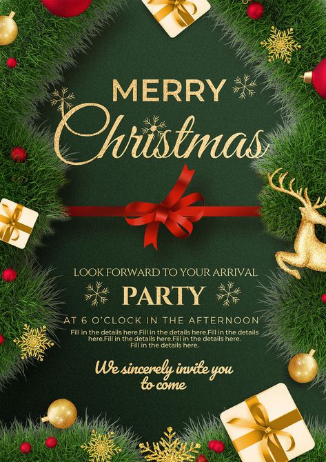 Merry Christmas Invitation Card, Christmas Logo Ideas, Poster Christmas Design, Christmas Creative Poster, Christmas Invitations Template Free, Christmas Poster Ideas, Christmas Invitations Ideas, Christmas Poster Design Ideas, Christmas Design Graphic