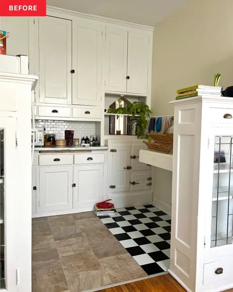 Renters Kitchen, Kitchen Tile Diy, 1920s Kitchen, Temporary Flooring, Kitchen Cost, Before After Kitchen, Apartment Hacks, Rental Kitchen, Peel And Stick Floor