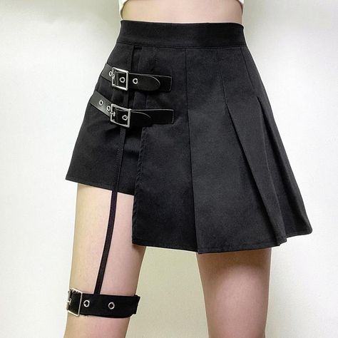 Gothic Harajuku Secret Spell Garter Skirt - Harajuku Kawaii Fashion Anime Clothes Fashion Store - SpreePicky Kawaii, Techwear Skirt, Harajuku Skirt, Punk Skirt, Garter Skirt, Gothic Skirt, Midi Skirt Pattern, Egirl Clothes, Trendy Skirts