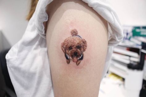 The 14 Best Poodle Dog Tattoo Ideas | PetPress Poodle Dog Tattoo, Tattoo Perro, Dog Ear Tattoo, Poodle Tattoo, Dog Portrait Tattoo, Small Dog Tattoos, Yorkie Poodle, Dog Tattoo Ideas, Small Poodle