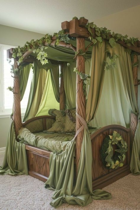 Canopy Bed Ideas, Whimsical Bedroom, Dream Bedroom Inspiration, Cool Room Designs, Cottagecore Home, Intimate Space, Fantasy Rooms, Dark Home Decor, Beautiful Rooms