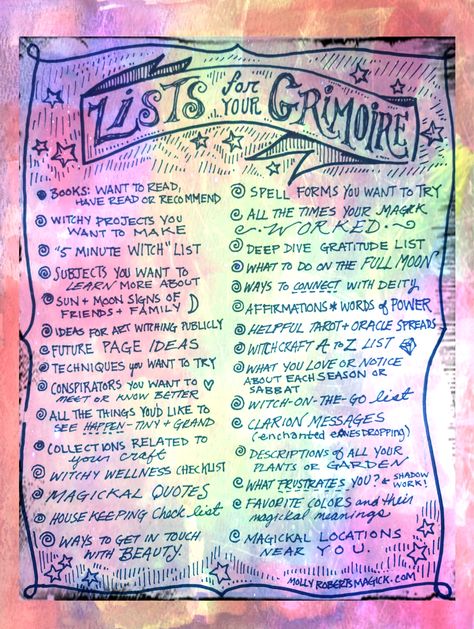 30 Lists for Your Grimoire Printable Spell Book Journal Ideas, Grimoire Page Examples, Grimoire Journal Ideas, My Grimoire, Grimoire Art Journals, Scrapbook Grimoire Ideas, Grimoire Index Ideas, What To Put In A Grimoire, About Me Grimoire Page