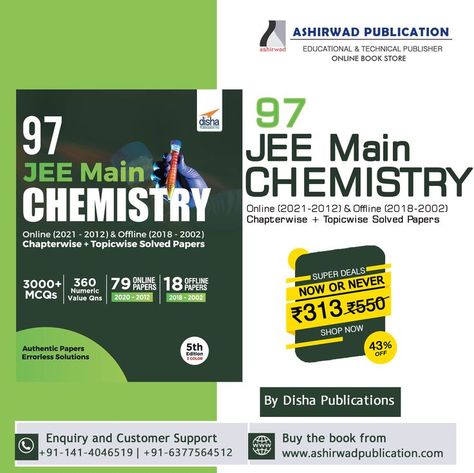 Ashirwad Publications offers comprehensive books of solved papers curated by subject experts to empower students of JEE Mains with an in-depth understanding of all crucial topics from Mathematics and Chemistry...!! Buy the book from: www.ashirwadpublication.com Follow Us: https://www.facebook.com/ashirwadpublication/ Follow Us: https://www.instagram.com/ashirwad_publication/ #bookpublication #book #bookseller #onlinebookstore #bookstoread #reader #books #bookshelf #onlinestore #bestseller #ne Super Deal, Online Bookstore, Chemistry, Bookstore, Maine, Books To Read, Education, Books