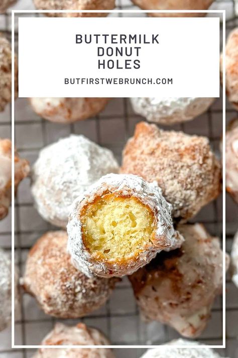 What’s more fun than Homemade Buttermilk Donut Holes? They are light and fluffy, and perfect for a quick morning snack or dessert. With simple ingredients you probably already have in your kitchen, you can whip up a batch in no time. Plus, since there's no yeast, you don't have to wait for dough to rise. Just mix, fry, and enjoy a warm donut hole in minutes! Easy Donut Holes, Buttermilk Donuts, Donut Holes Recipe, Buttermilk Muffins, Donut Batter, Breakfast Donuts, Homemade Doughnuts, Crispy Waffle, Homemade Buttermilk