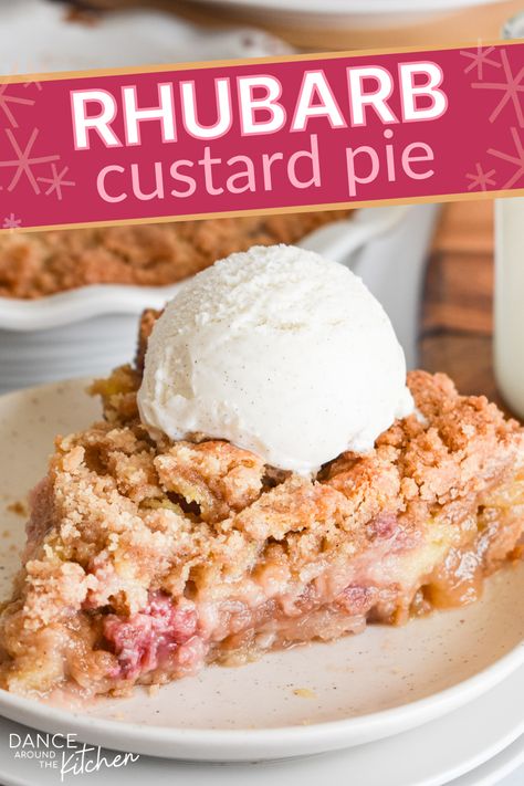 French Rhubarb Pie, Rhubarb Cream Pie Recipes, Rhubarb Apple Pie, Impossible Rhubarb Pie, Rhubarb Pie With Graham Cracker Crust, Rubarbe Custard Pie, Amish Rhubarb Custard Pie, Rhubarb Custard Desserts Recipes, Rhubarb Custard Cake Recipes