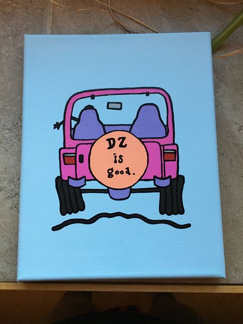 DZ is good life is good jeep painted painting canvas delta zeta sorority little craft Jeep Painting Canvas, Jeep Painting, Life Is Good Jeep, Delta Zeta Canvas, Delta Zeta Crafts, Big Little Canvas, Sorority Art, Big Little Basket, Delta Zeta Sorority