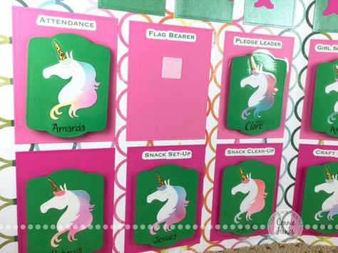 Unicorn Brownies, Girl Scout Brownies Meetings, Kaper Chart, Daisy Activities, Girl Scout Daisy Activities, Girl Scout Bridging, Girl Scouts Cadettes, Brownie Scouts, Daisy Troop