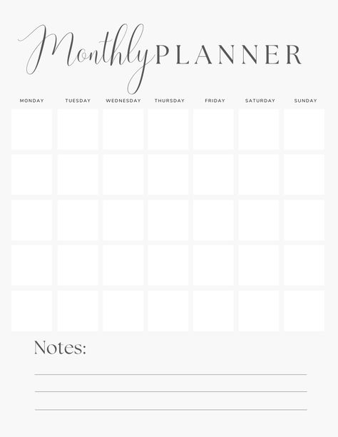 Monthly Planner template without date | Monthly Printable Planner by  Edith Stockman studentplannerprintable #dailyplannerprintable #plannerdesignlayout #freebie⌨ Monthly Printable, Study Planner Printable, Monthly Planner Template, Planner Writing, To Do Lists Printable, Budget Planner Printable, Monthly Planner Printable, Small Business Planner, Planner Monthly