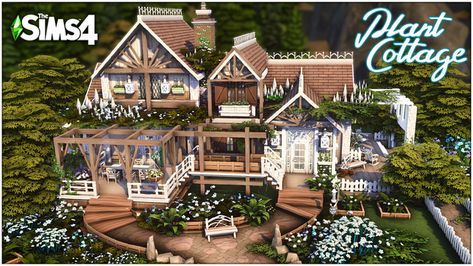 Tray Files: Plant Cottage | Kate Emerald on Patreon Overgrown Cottage, Farmhouse Blueprints, Cottage Mansion, Sims 4 Cottage, Large Cottage, Sims 4 Speed Build, Graphic Tablet, Luxury Houses Mansions, Sims 4 House Plans