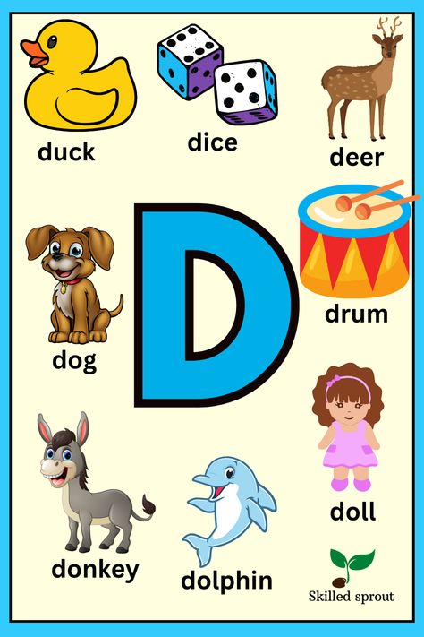 Alphabet Dates From A To Z, Letter D Words, Classroom Management Songs, Reading Response Worksheets, Sense Organs, Letter D Crafts, Alphabet Flash Cards Printable, Learn Abc, Preschool Craft Activities