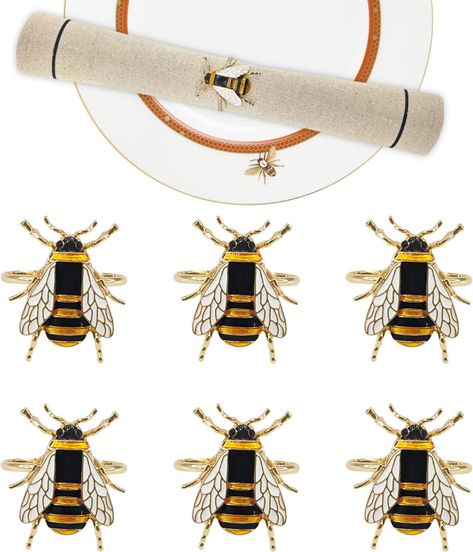 Amazon.com: Fkksparkler Napkin Rings Bee Dining Table Decor Soft Enamel Metal Gold Napkin Rings Set of 6 Napkin Holders for Cloth Napkins Gold Napkin Holder Spring Napkin Rings Valentine : Home & Kitchen Bee Napkin Rings, Butterfly Napkin Rings, Farmhouse Napkin Rings, Easter Napkins Rings, Bee Napkins, Rustic Napkin Rings, Gold Napkin Rings, Metal Napkin Rings, Easter Napkins