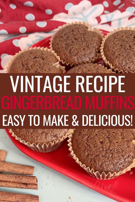 Gingerbread Muffins Recipe, Vintage Gingerbread, Molasses Muffins, Gingerbread Muffins, How To Make Gingerbread, Yummy Fall Recipes, Spice Muffins, Apple Sauce Recipes, Simple Muffin Recipe