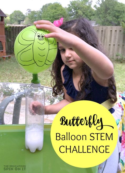 Create this adroable Butterfly Science Activity with your child but taking the Butterfly Balloon STEM Challenge for Kids Butterfly Science Activities, Science Activities For Preschoolers, Caterpillar To Butterfly, Butterfly Balloon, Hungry Caterpillar Activities, Butterfly Science, Insects Preschool, Butterflies Activities, Insect Activities