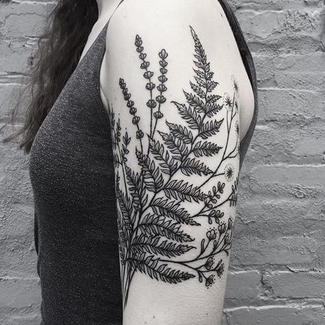 Filler Nature Tattoos, Fern Forearm Tattoo Women, Colonial Tattoos, Floral Greenery Tattoo, Pnw Flower Tattoo, Botanical Fern Tattoo, Nature Tattoos Aesthetic, Inner Arm Tattoo Cover Up, Fern Floral Tattoo