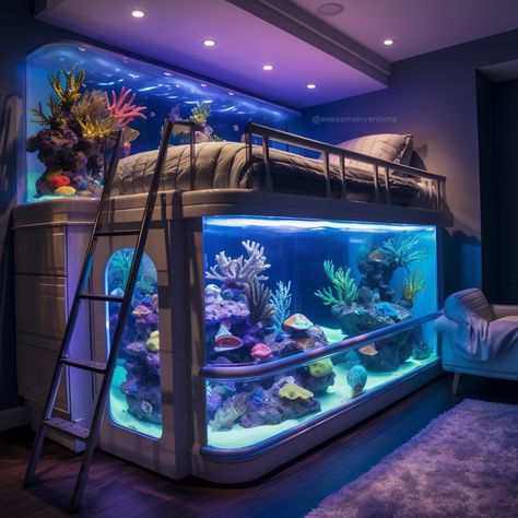 Love this bed 😍🙌 - Awesome Inventions Funky Beds, Aquarium Bedroom, Fantasy Bed, Amazing Beds, Cool Bedrooms, Invention Ideas, Cool Beds For Kids, Cool Bed, Awesome Inventions