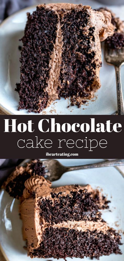 Hot Cocoa Cake Recipe, Holiday Chocolate Cake, Hot Chocolate Cake Recipe, Dessert Corner, Chocolate Desert, Hot Chocolate Cake, Chocolate Layer Cake Recipe, Super Moist Chocolate Cake, Future Chef